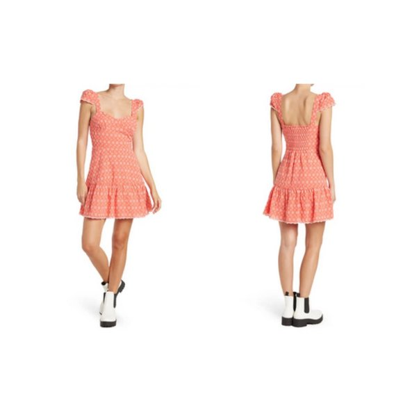 BETSEY JOHNSON Pink Duberry Cap Sleeve Eyelet Knit Dress Size Small Medium NEW - Picture 1 of 14